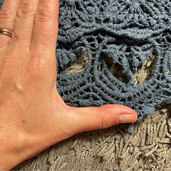 Crochet Tank Top SZ SM Blue Open Knit Festival Boho Indie Hippie Swim Cover Up - Picture 7 of 7